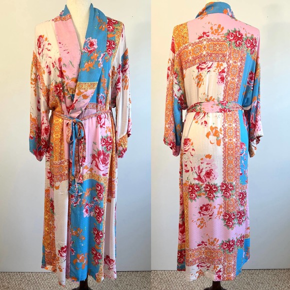Free People Other - Free People Gigi Floral Print Maxi Kimono Robe